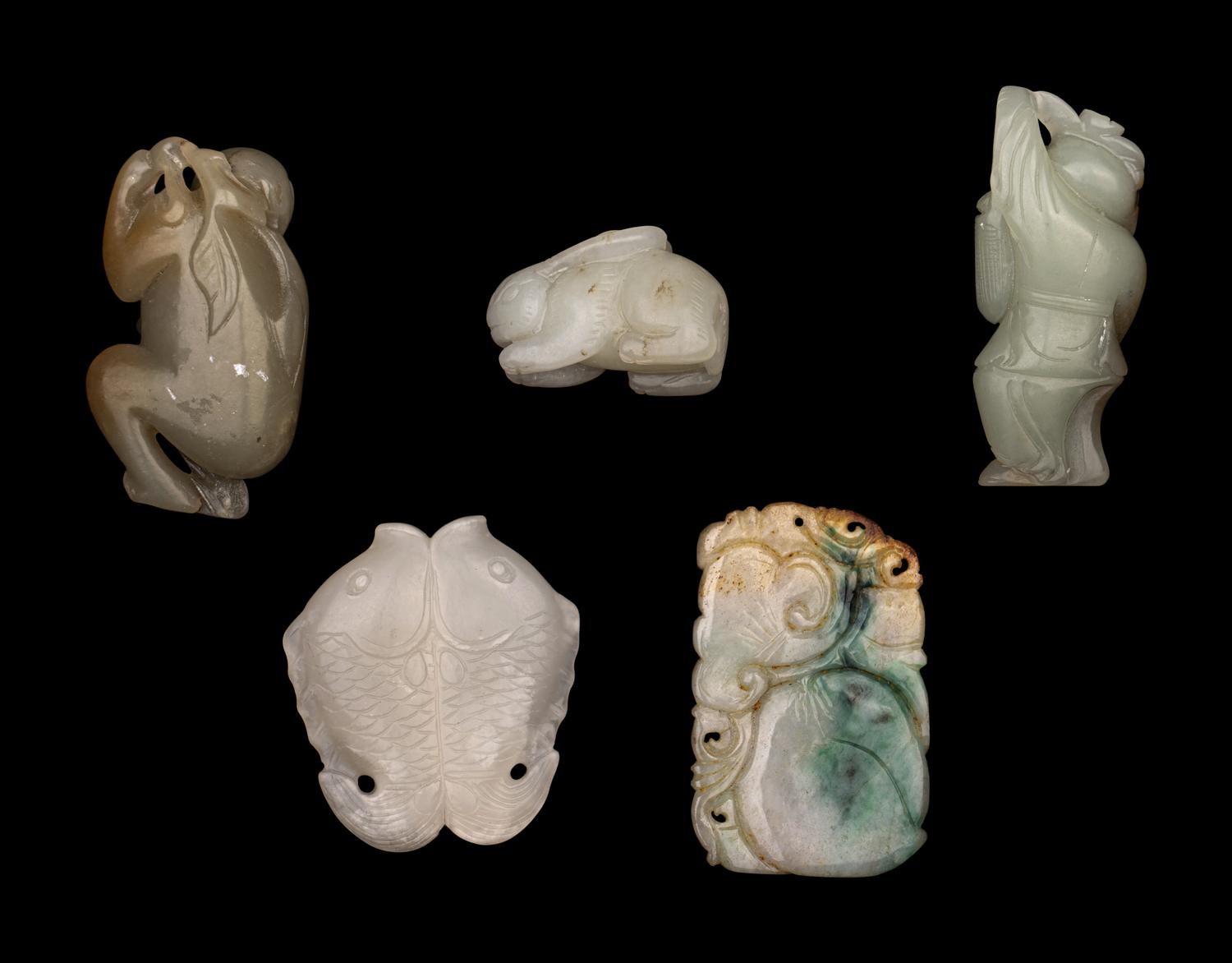 Five Chinese Jade and Jadeite Carvings