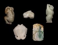 Five Chinese Jade and Jadeite Carvings