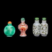Three Chinese Famille Rose Porcelain Snuff Bottles