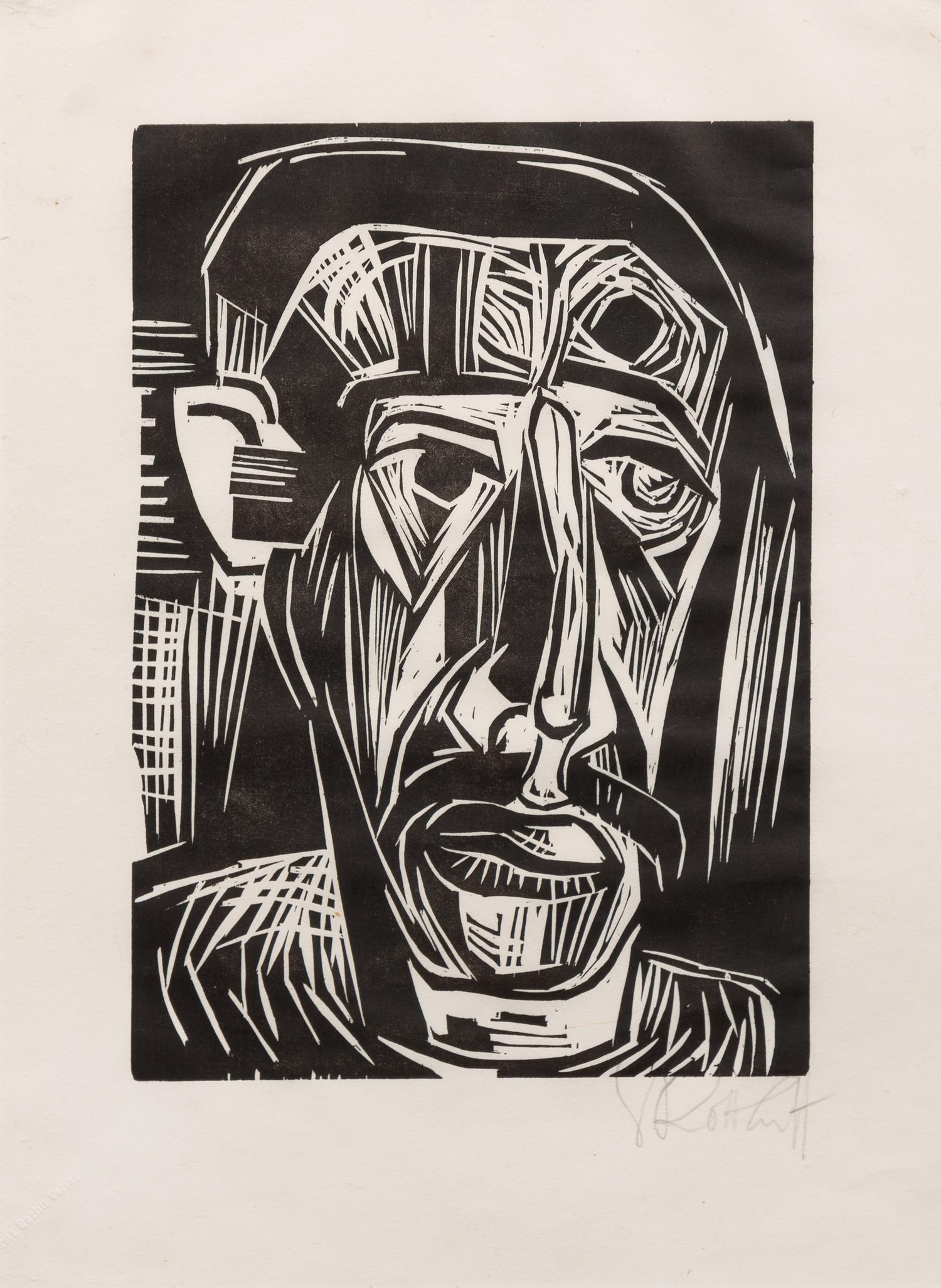 Karl Schmidt-Rottluff, (German, 1884–1976), Kopf eines Mannes from Arno Holz zum 60. Geburtstag, 1922