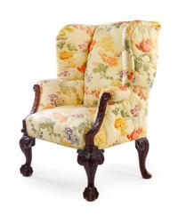 A George III Style Mahogany Wingback Chair Height 45 inches. — 20TH CENTURY