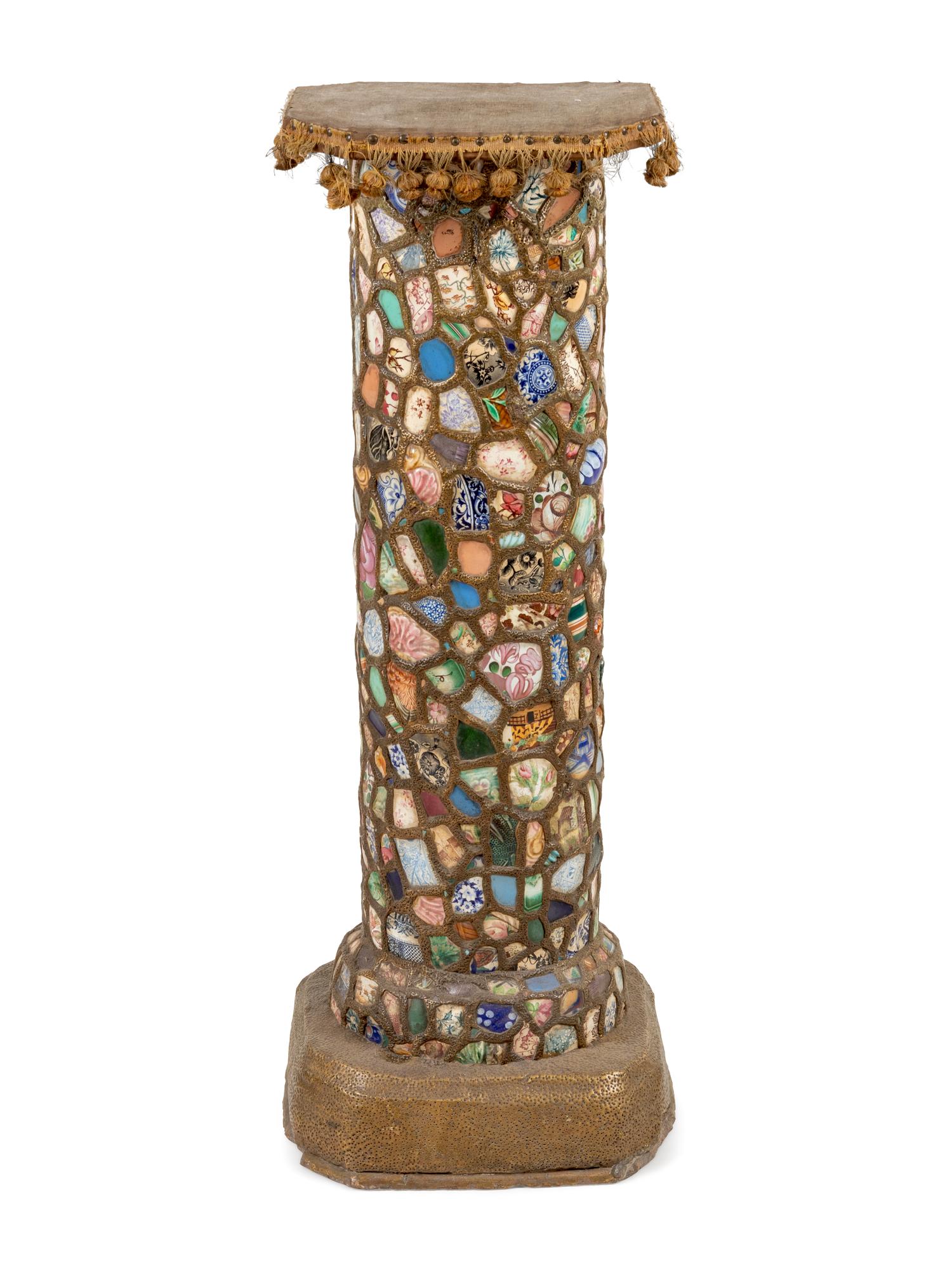 A Continental Ceramic Inset Pedestal