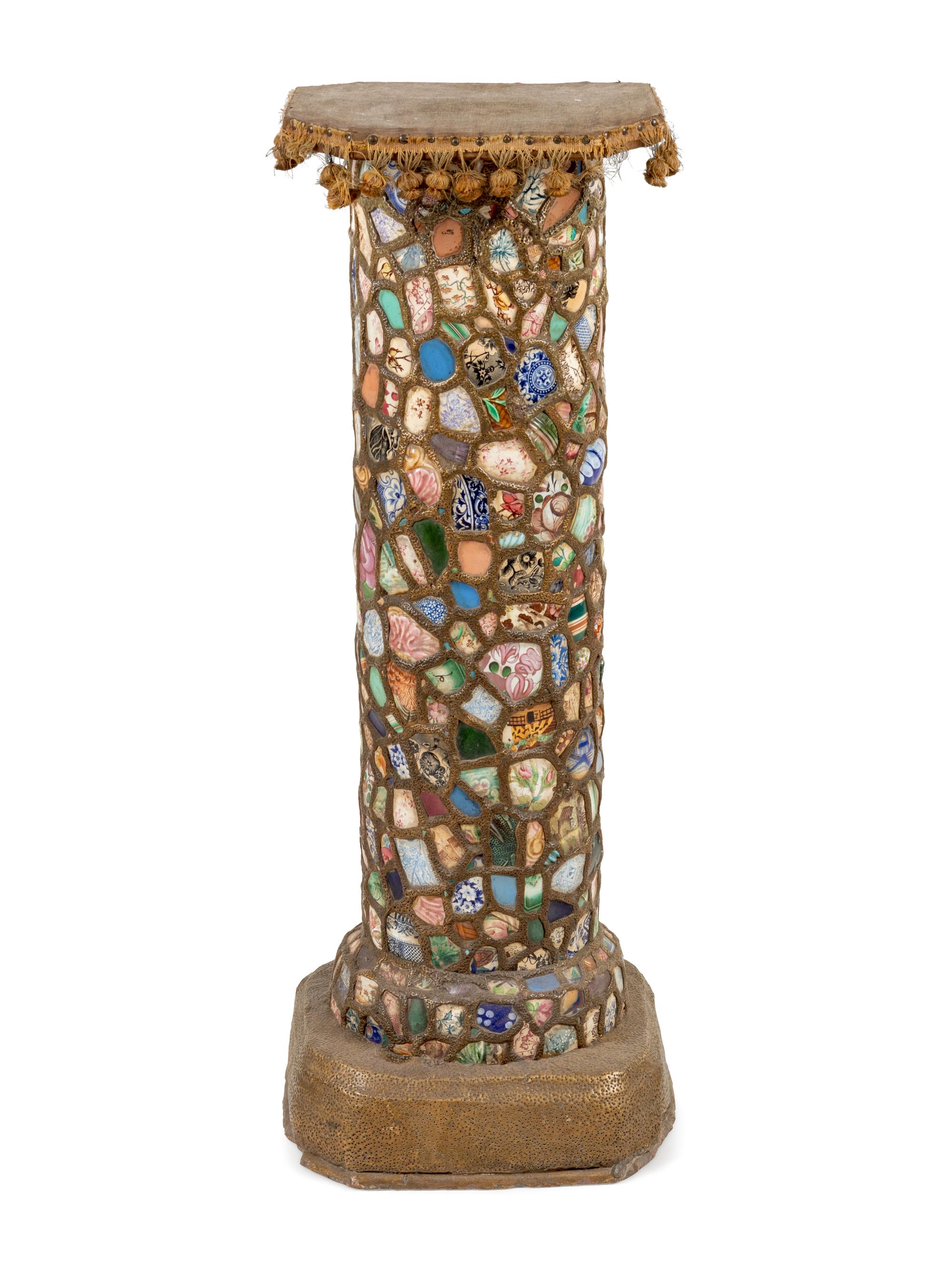 A Continental Ceramic Inset Pedestal
