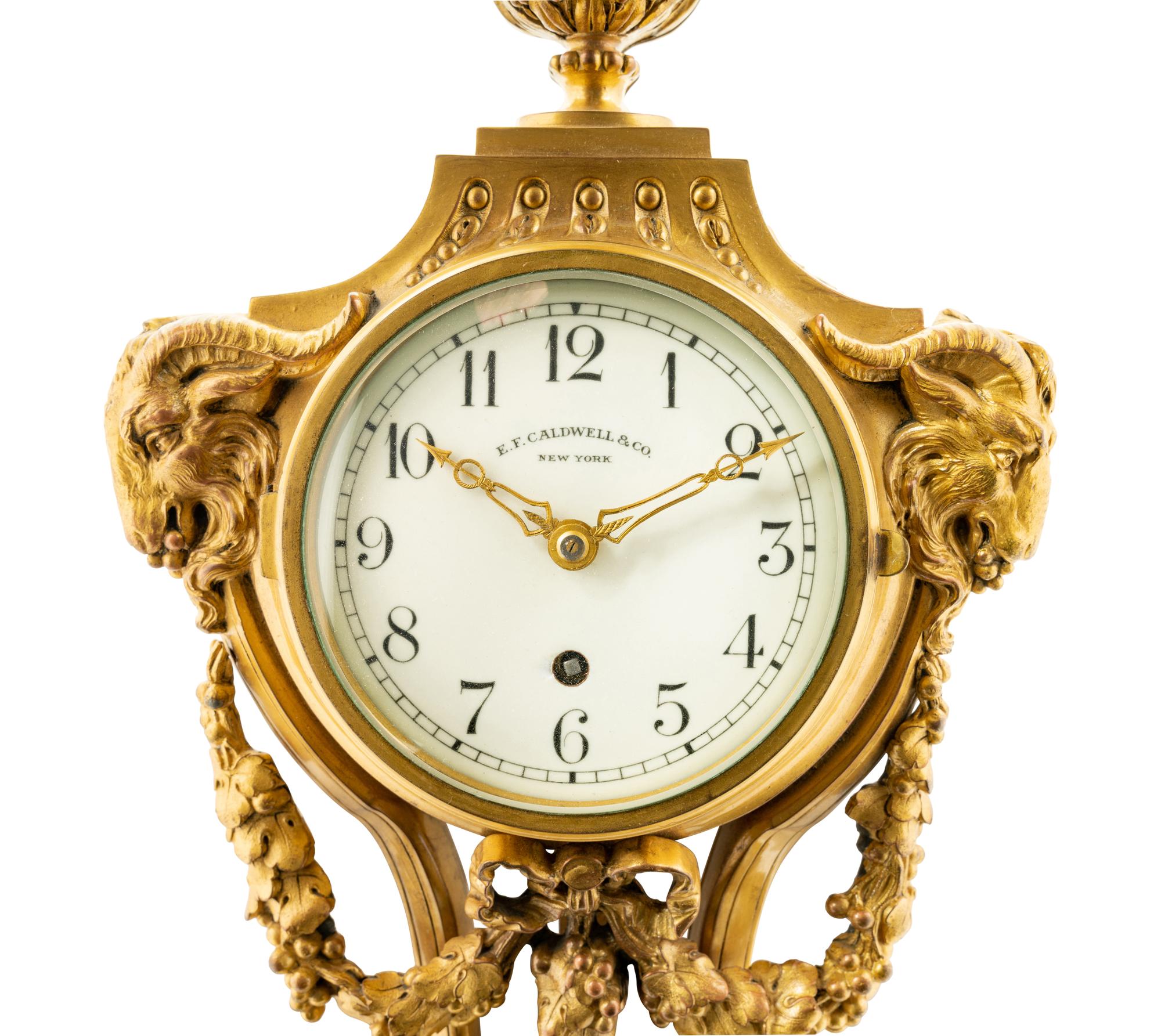 A Louis XVI Style Gilt Bronze Cartel Clock by E.F. Caldwell & Co.