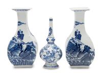 Three Chinese Blue and White Porcelain Vases