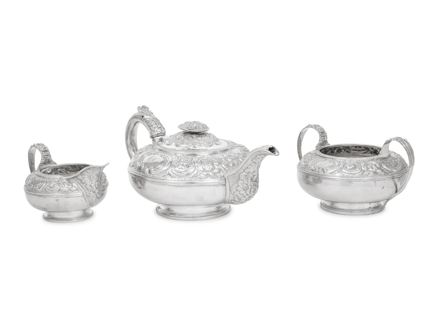 A George IV Silver Three-Piece Tea Service