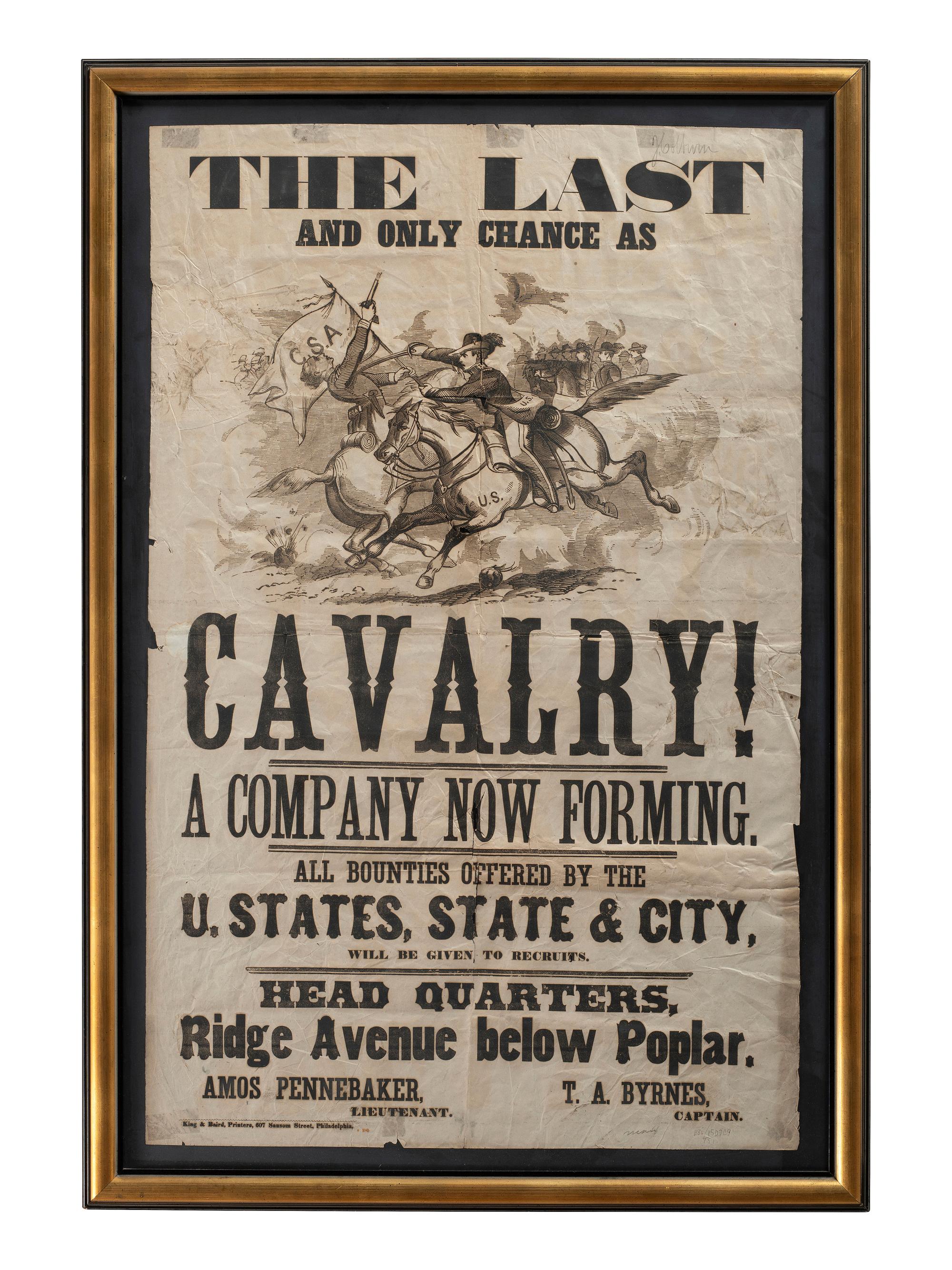 [CIVIL WAR]. The Last and Only Chance as Cavalry. Philadelphia: King & Baird, ca 1860s.