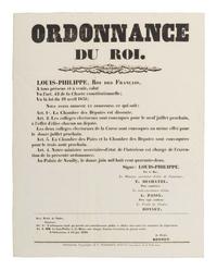 [FRANCE]. LOUIS-PHILIPPE, King of France (1773-1850). Ordonnance du Roi . Châteauroux, France, 1842.