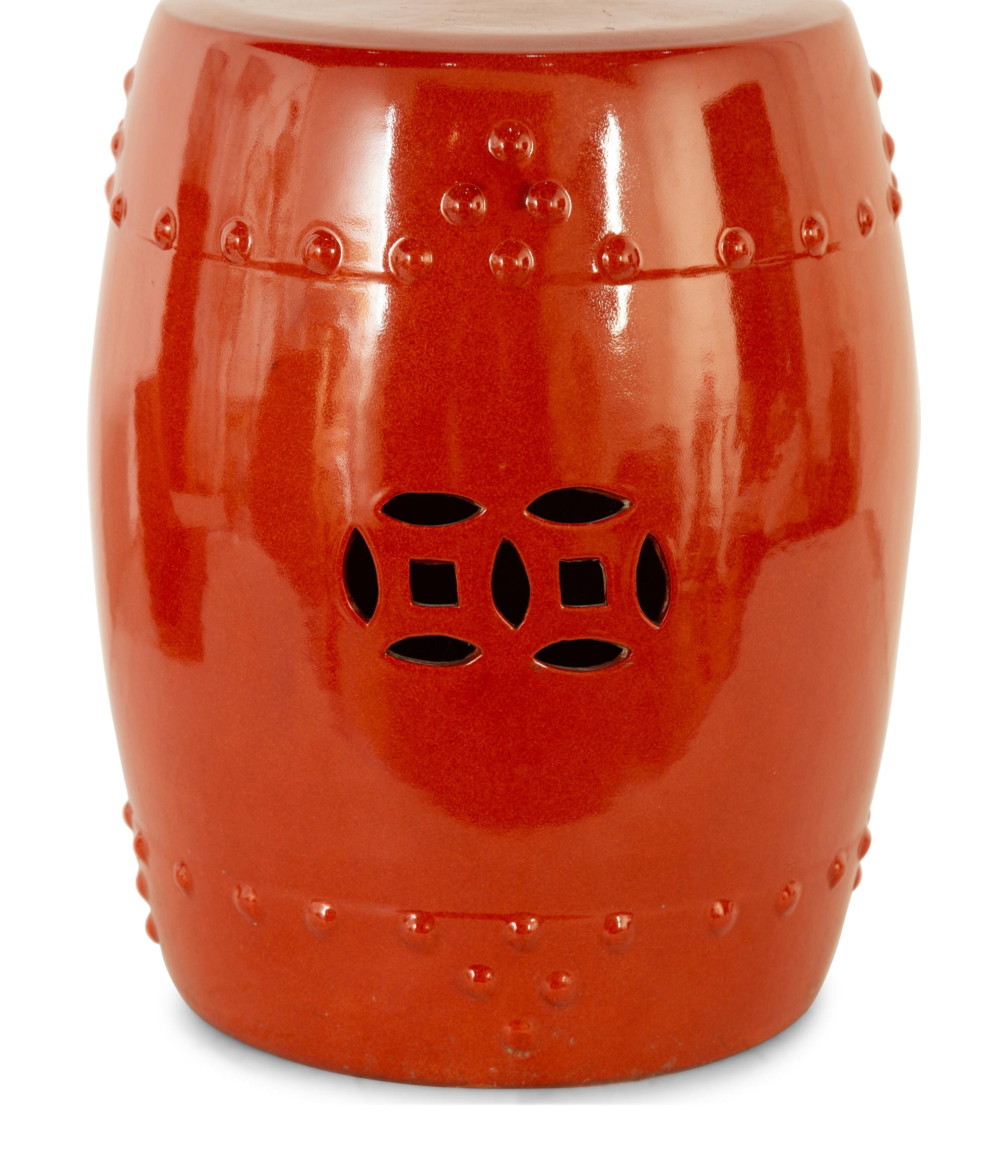 An Iron Red-Glazed Porcelain Garden Seat