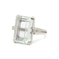 AQUAMARINE AND DIAMOND RING