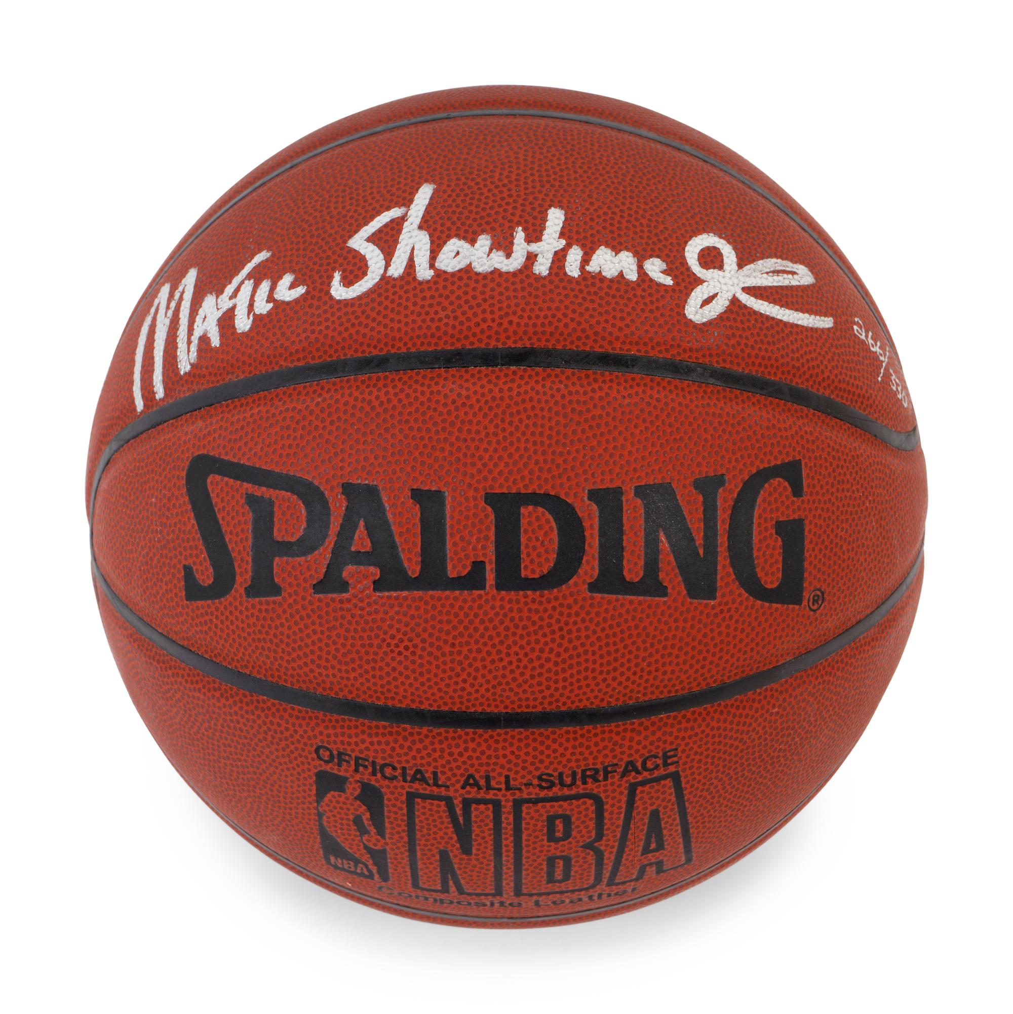 A Group of Basketball Hall of Fame Signed Autograph Items Including an Uncommon Magic Showtime Johnson Inscribed Ball,