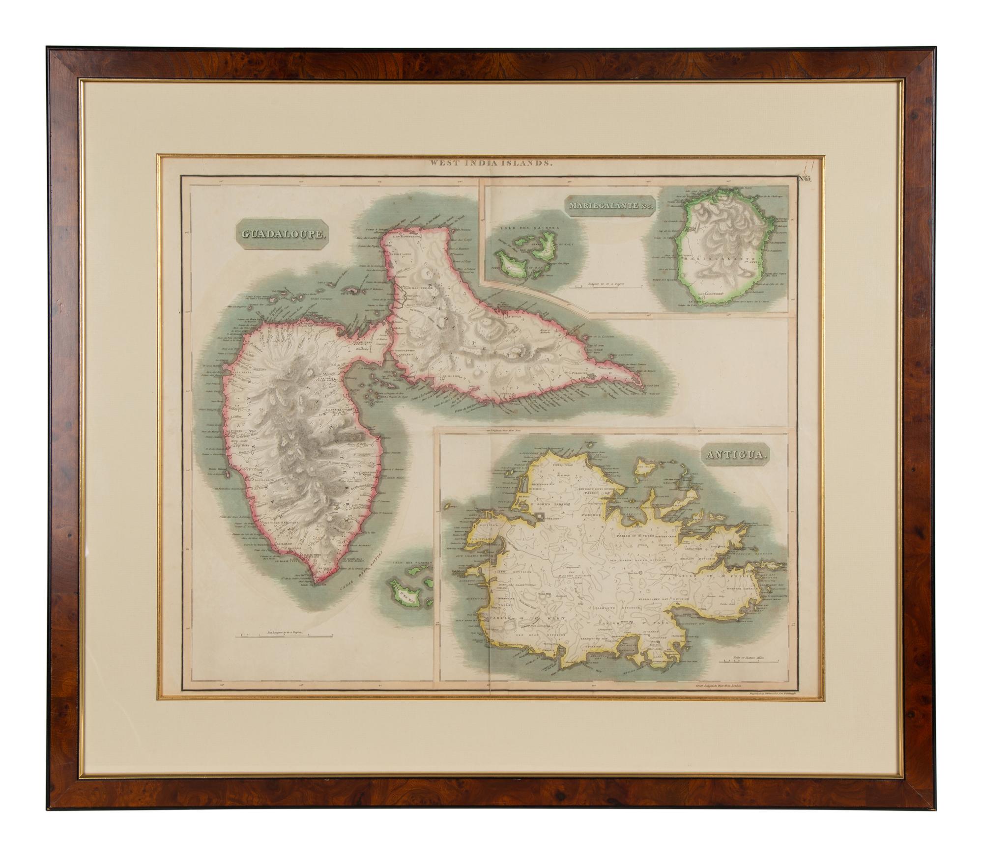 A Pair of Engraved Maps of West Indies Islands by Kirkwood and Son of Edinburgh — 19TH CENTURY