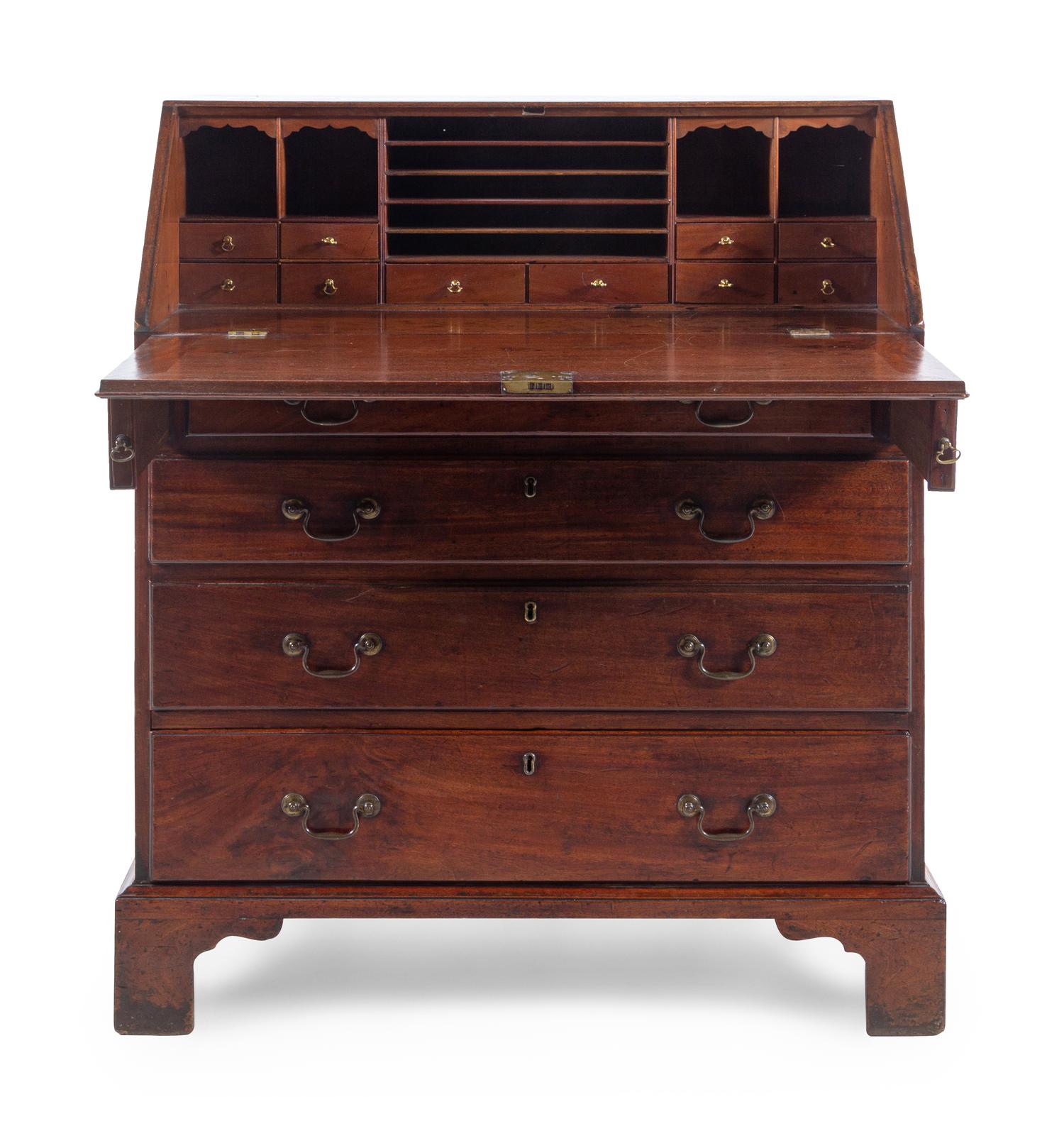 A George III Mahogany Slant-Front Bureau