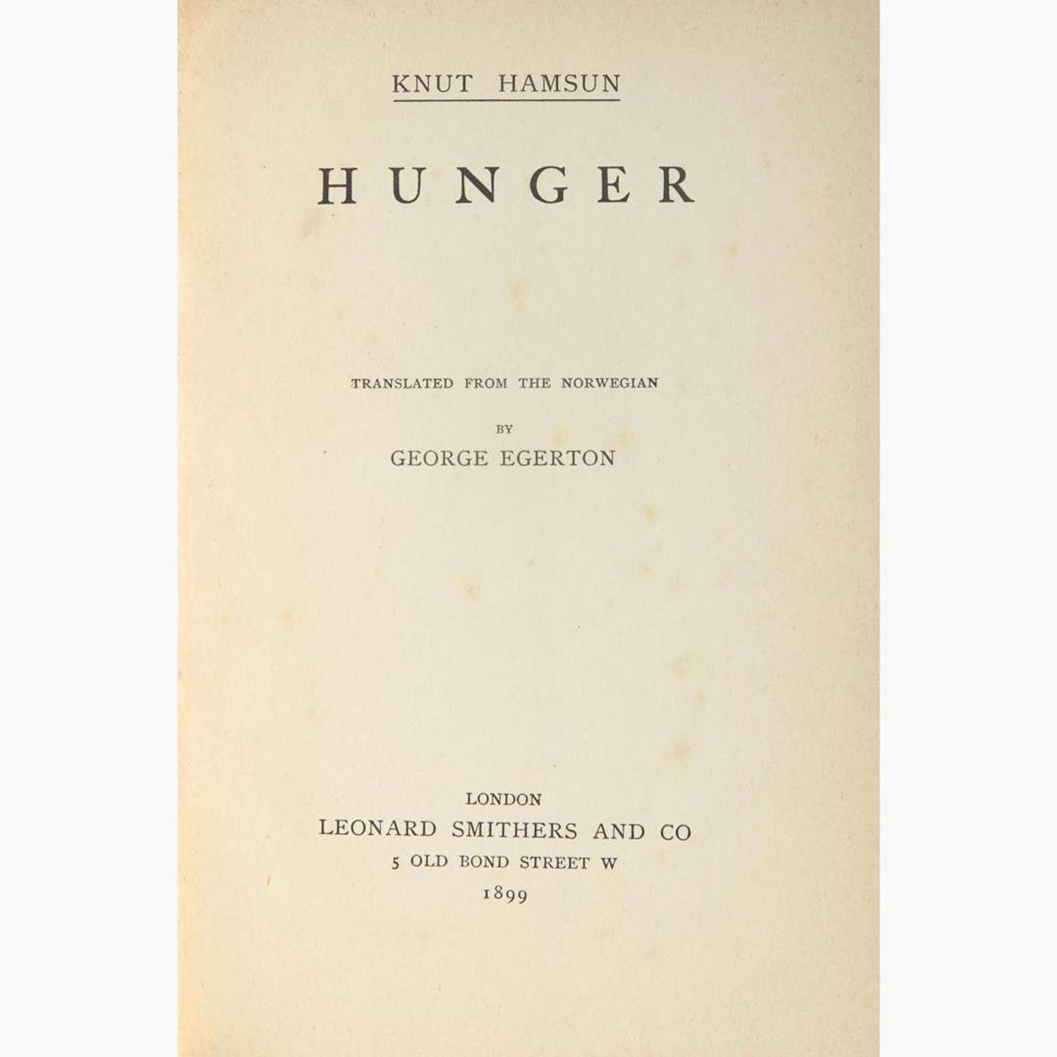[Literature] Hamsun, Knut Hunger