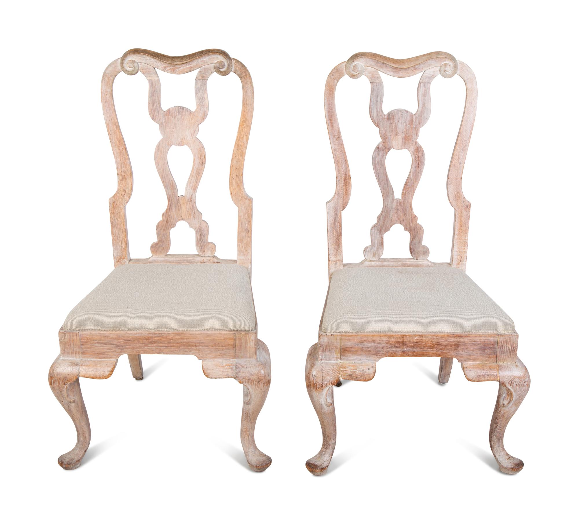 A Set of Four George II Style Cerused Oak Dining Chairs — 18TH/19TH CENTURY