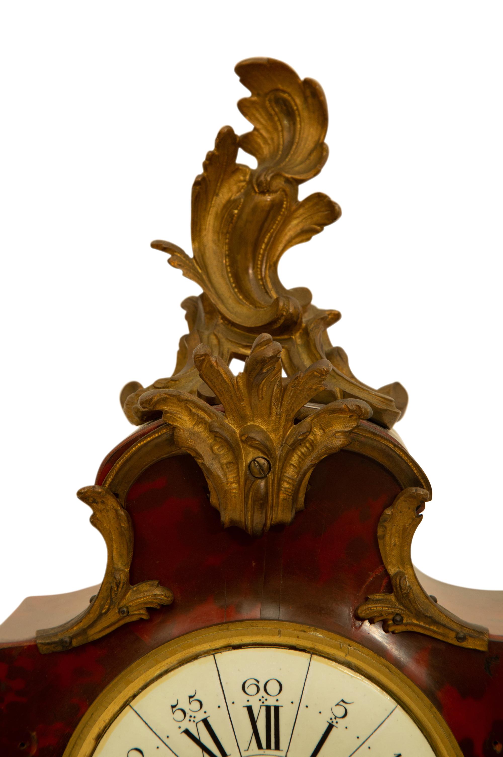 A Louis XV Style Faux Tortoiseshell Shelf Clock