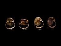 Six Chinese Red Lacquer Inset Metal Jewelry
