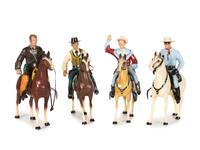 Four Vintage Hartland Plastic Film Cowboy Figures