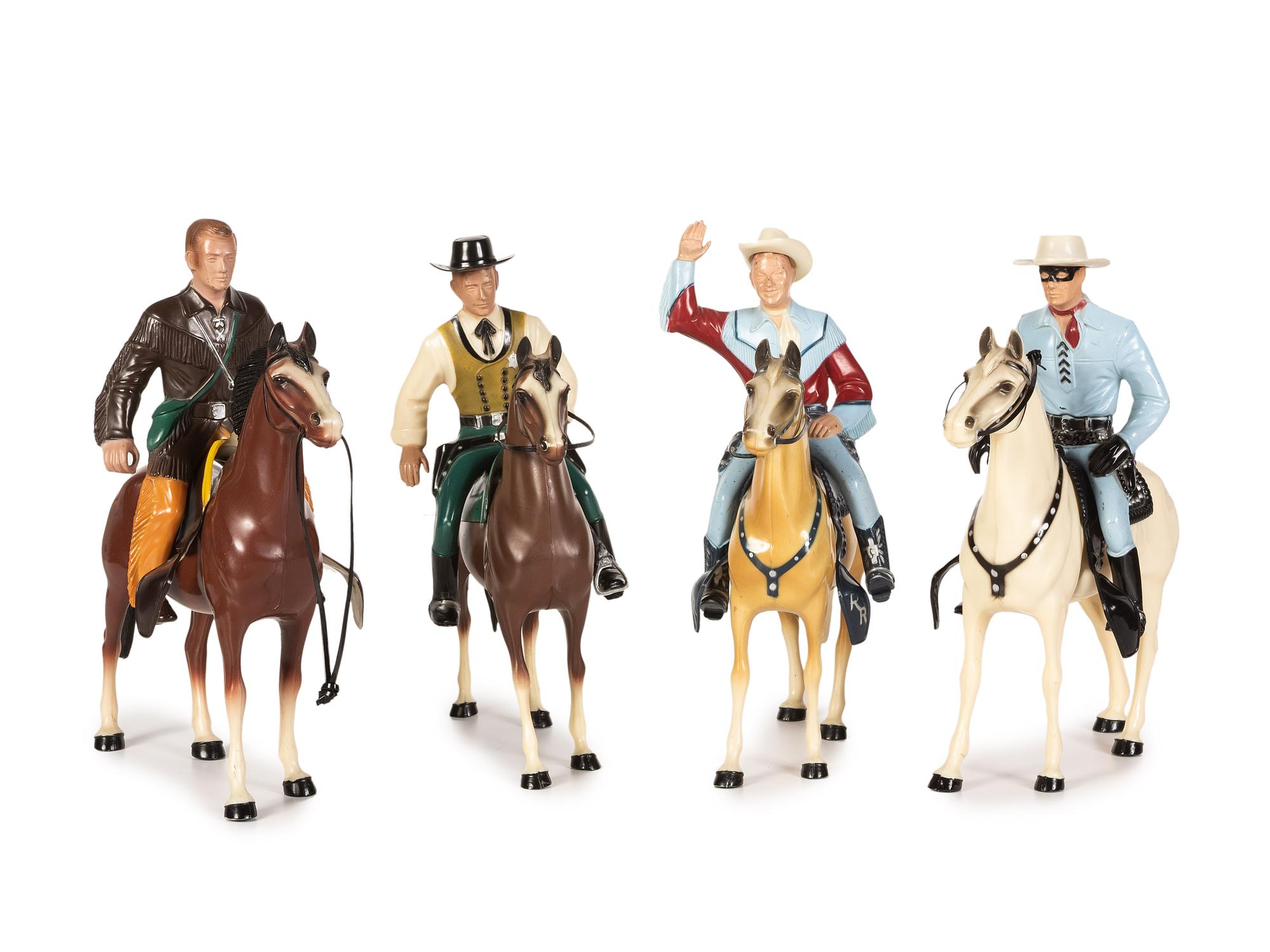 Four Vintage Hartland Plastic Film Cowboy Figures