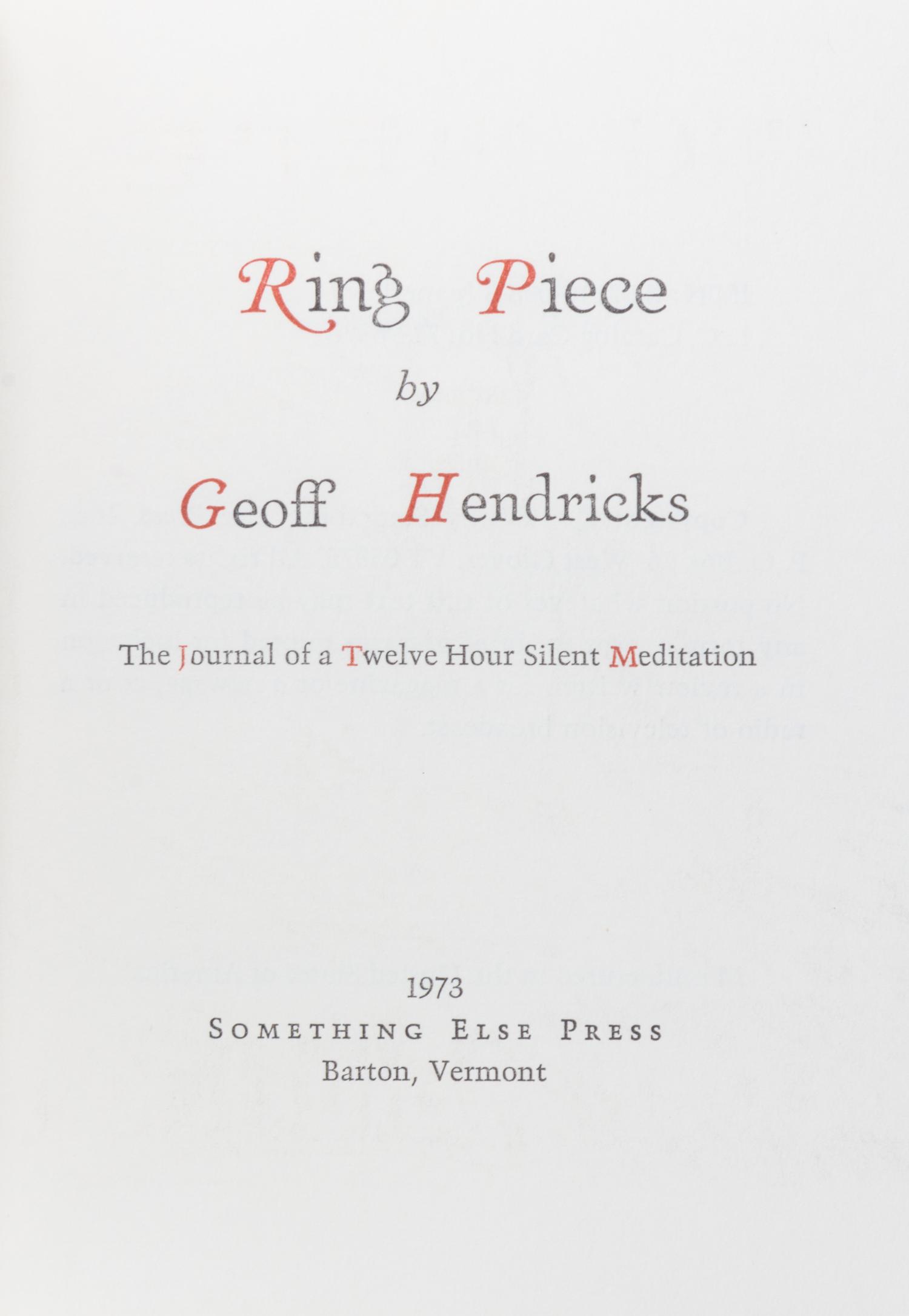 HENDRICKS, GEOFFREY. Three works.