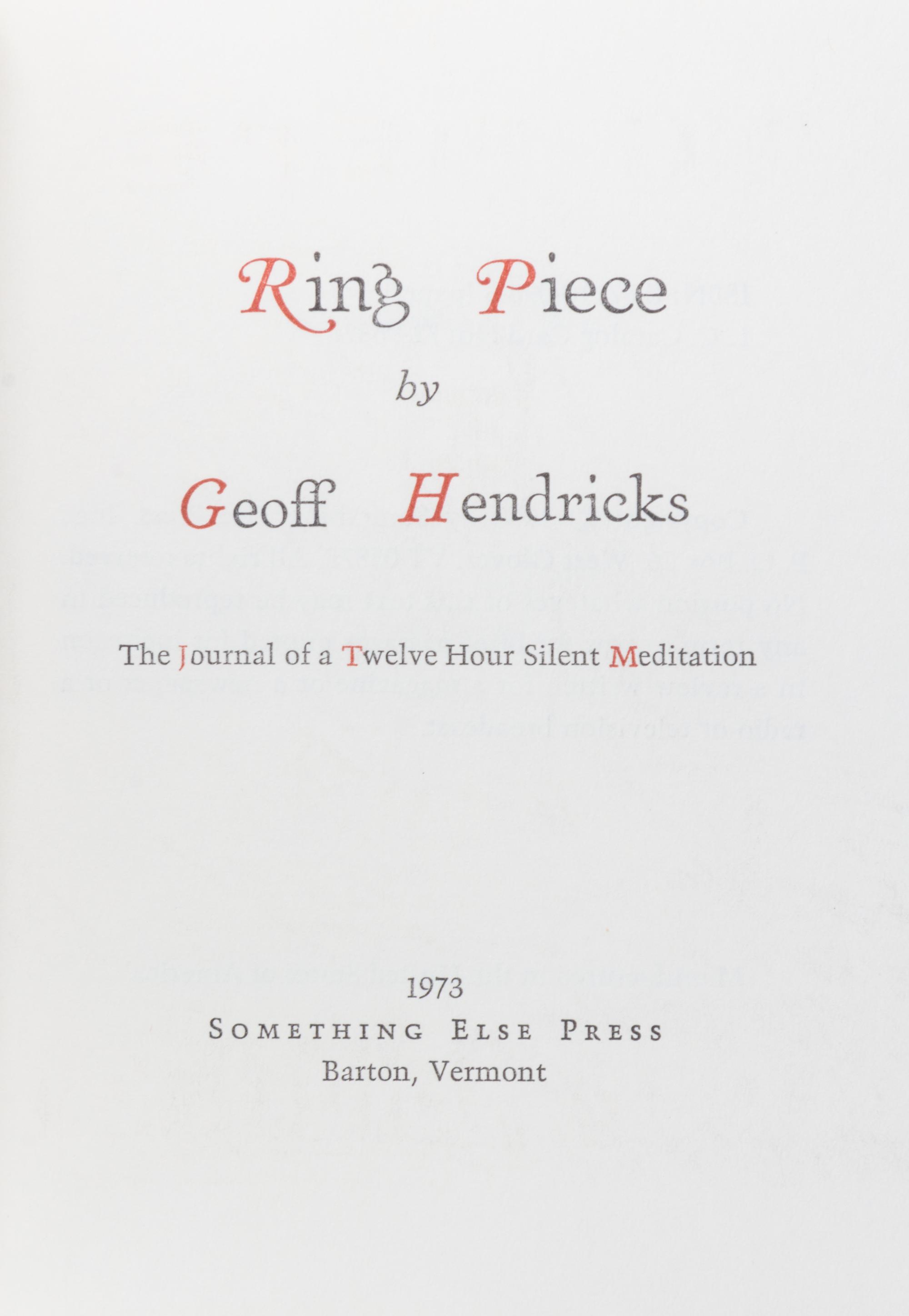 HENDRICKS, GEOFFREY. Three works.