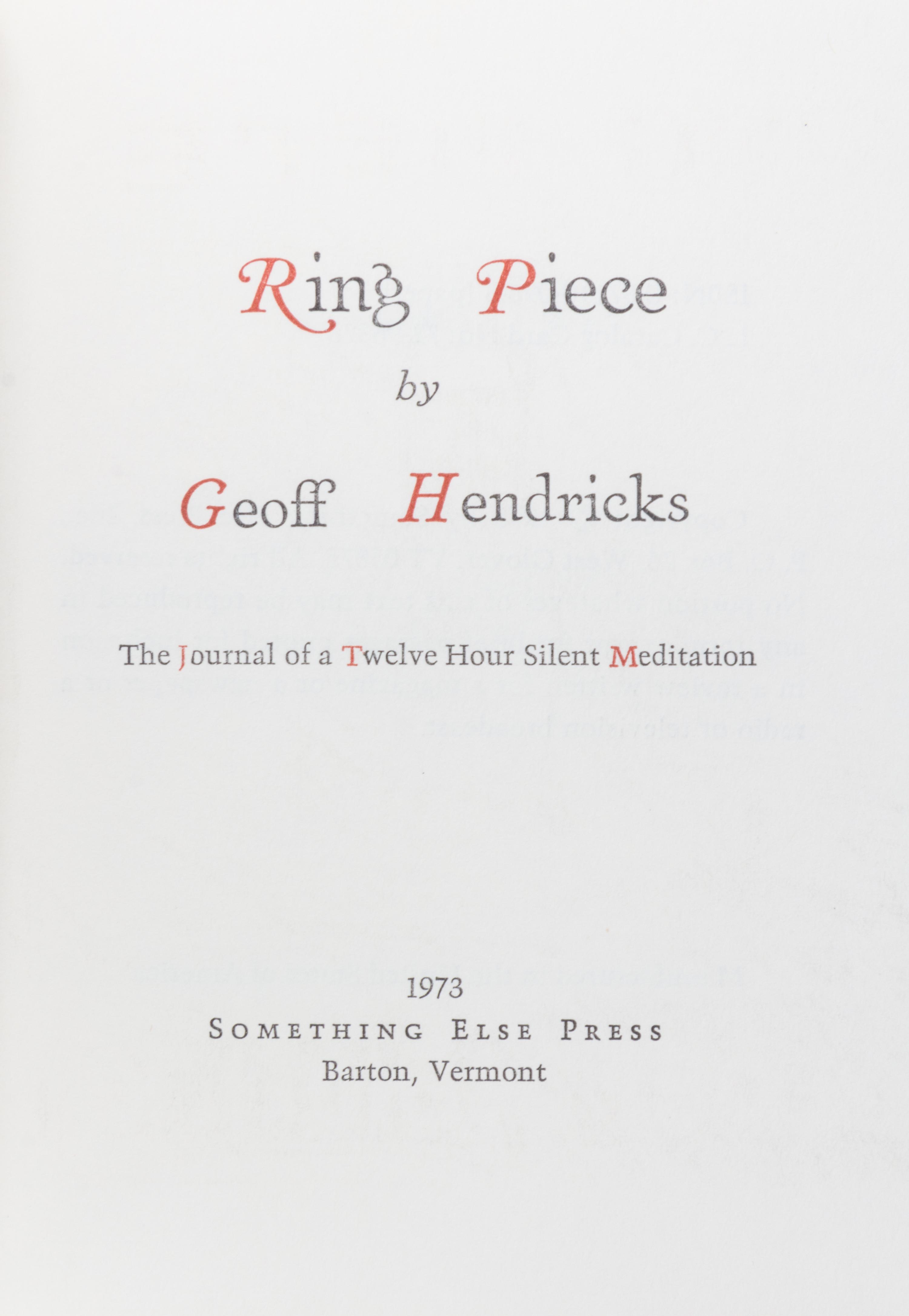 HENDRICKS, GEOFFREY. Three works.