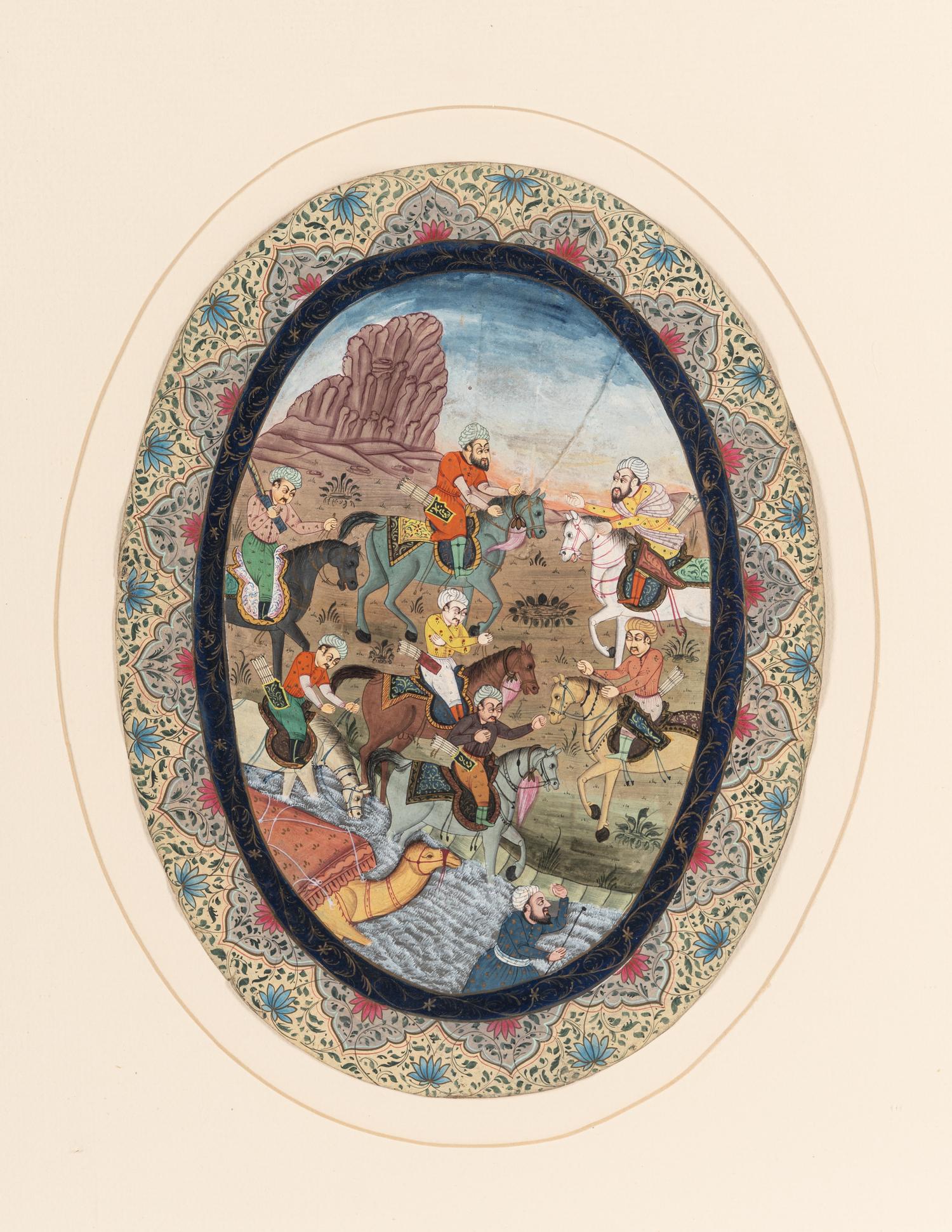 Nine Persian School Miniature Paintings
