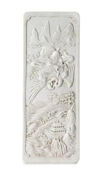 A White Biscuit Porcelain Plaque Length 8 x width 3 inches.