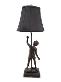 A Continental Bronze Figure Mounted as a Lamp
