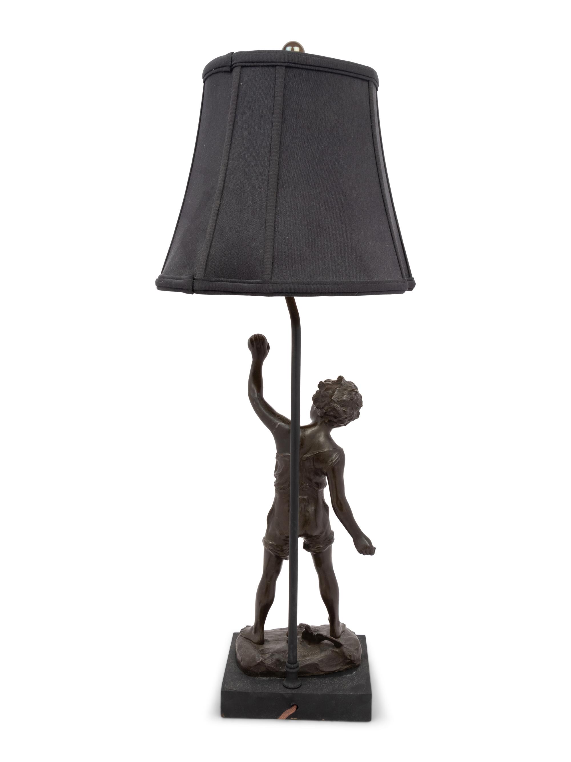 A Continental Bronze Figure Mounted as a Lamp