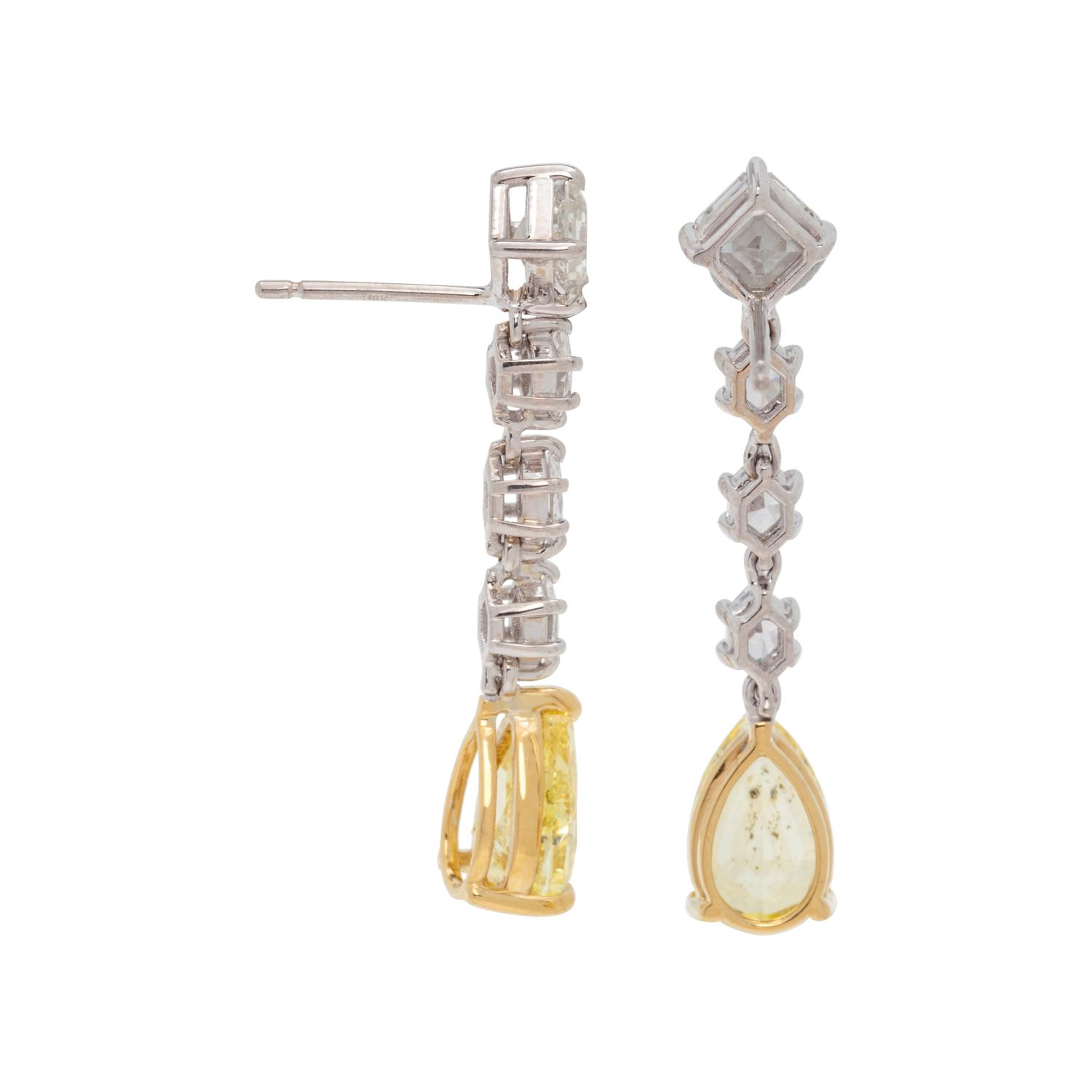 FANCY INTENSE YELLOW DIAMOND AND DIAMOND EARRINGS