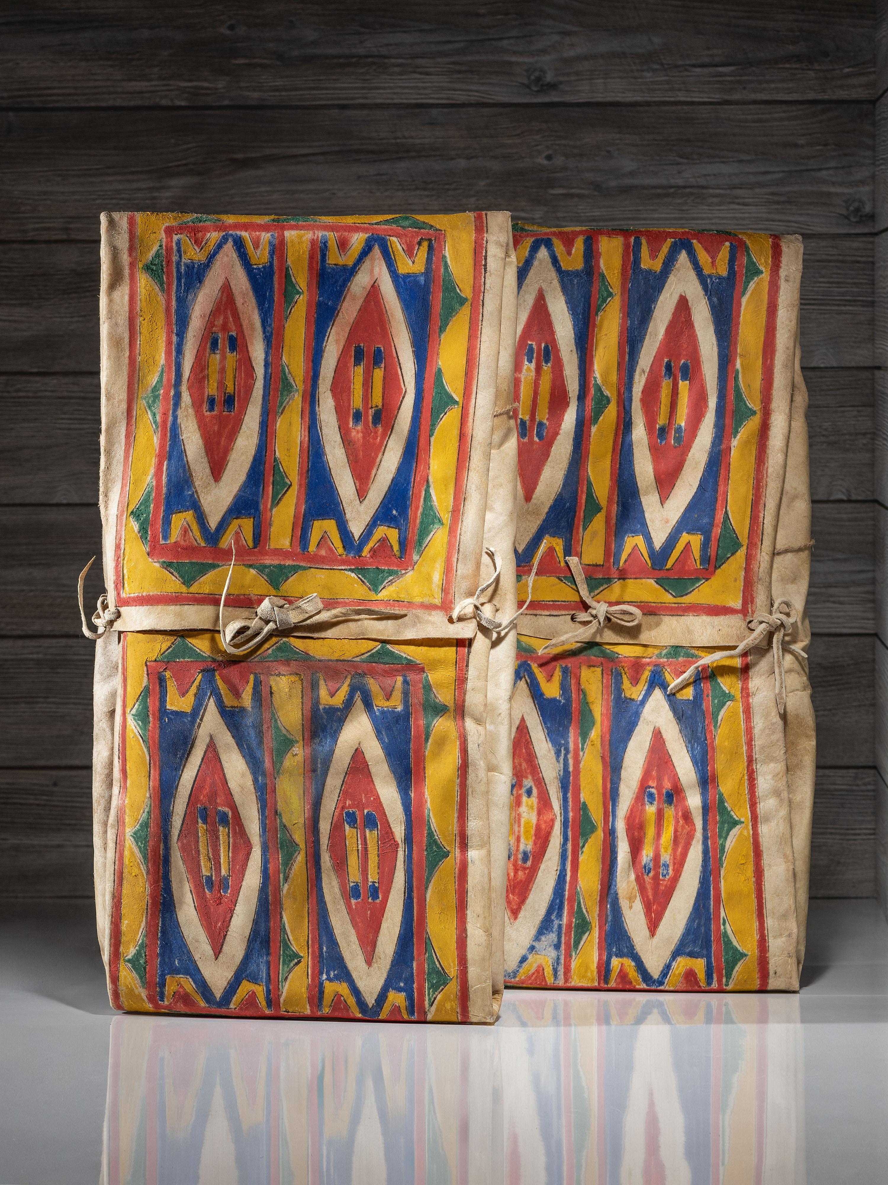 Sioux Painted Parfleche Envelopes, Matched Pair