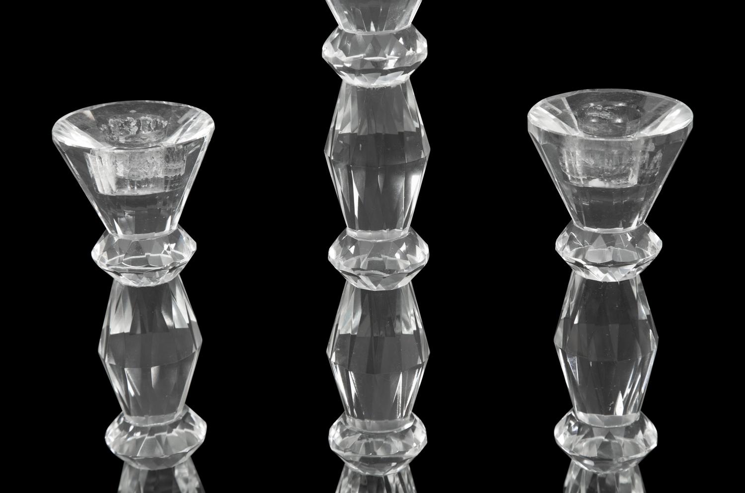 Six Cut Crystal Candlesticks