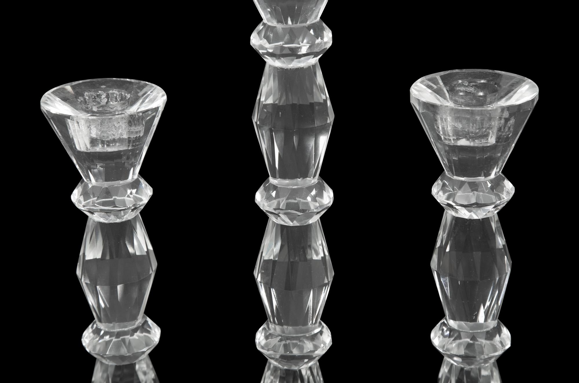 Six Cut Crystal Candlesticks