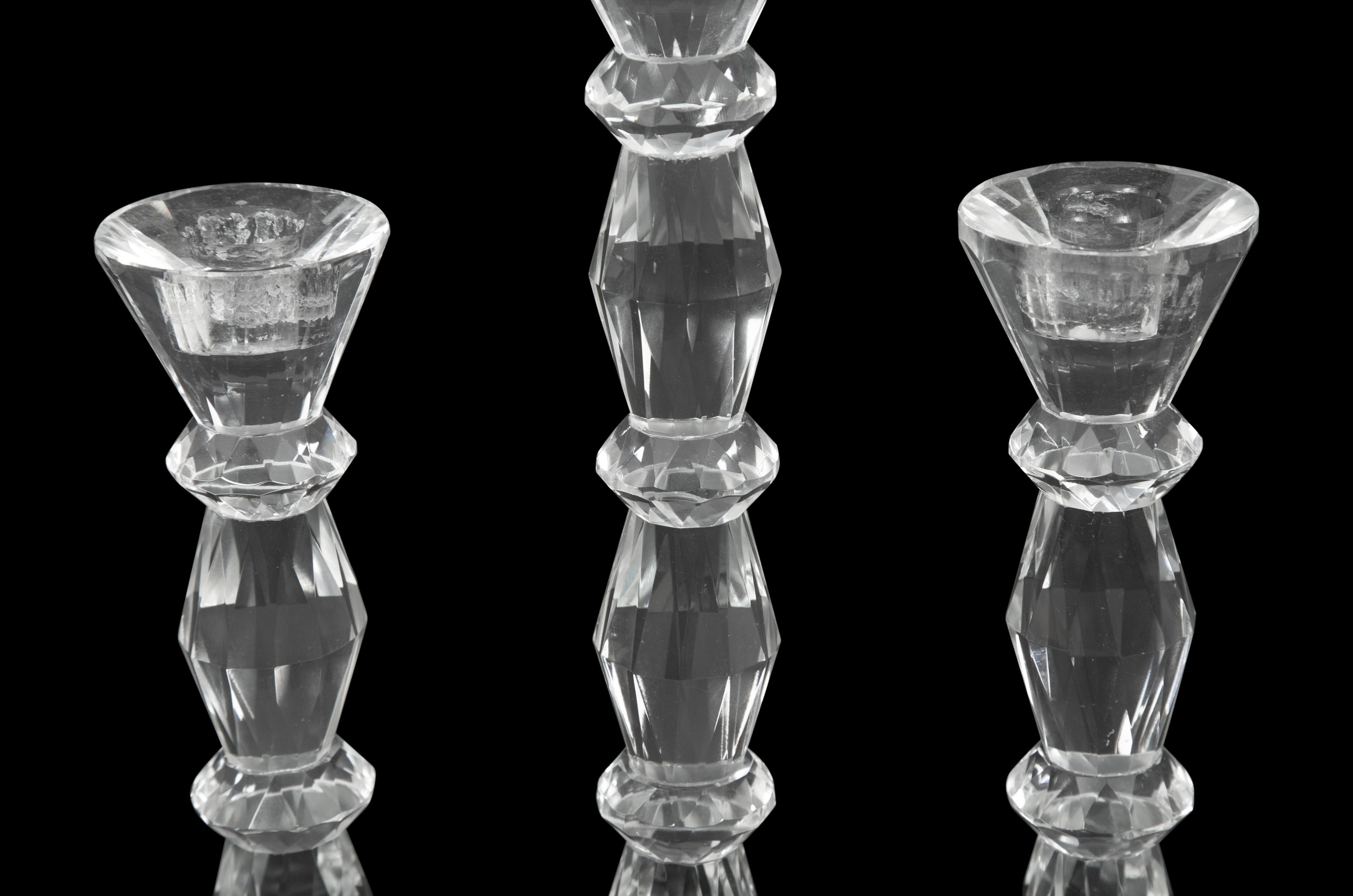 Six Cut Crystal Candlesticks