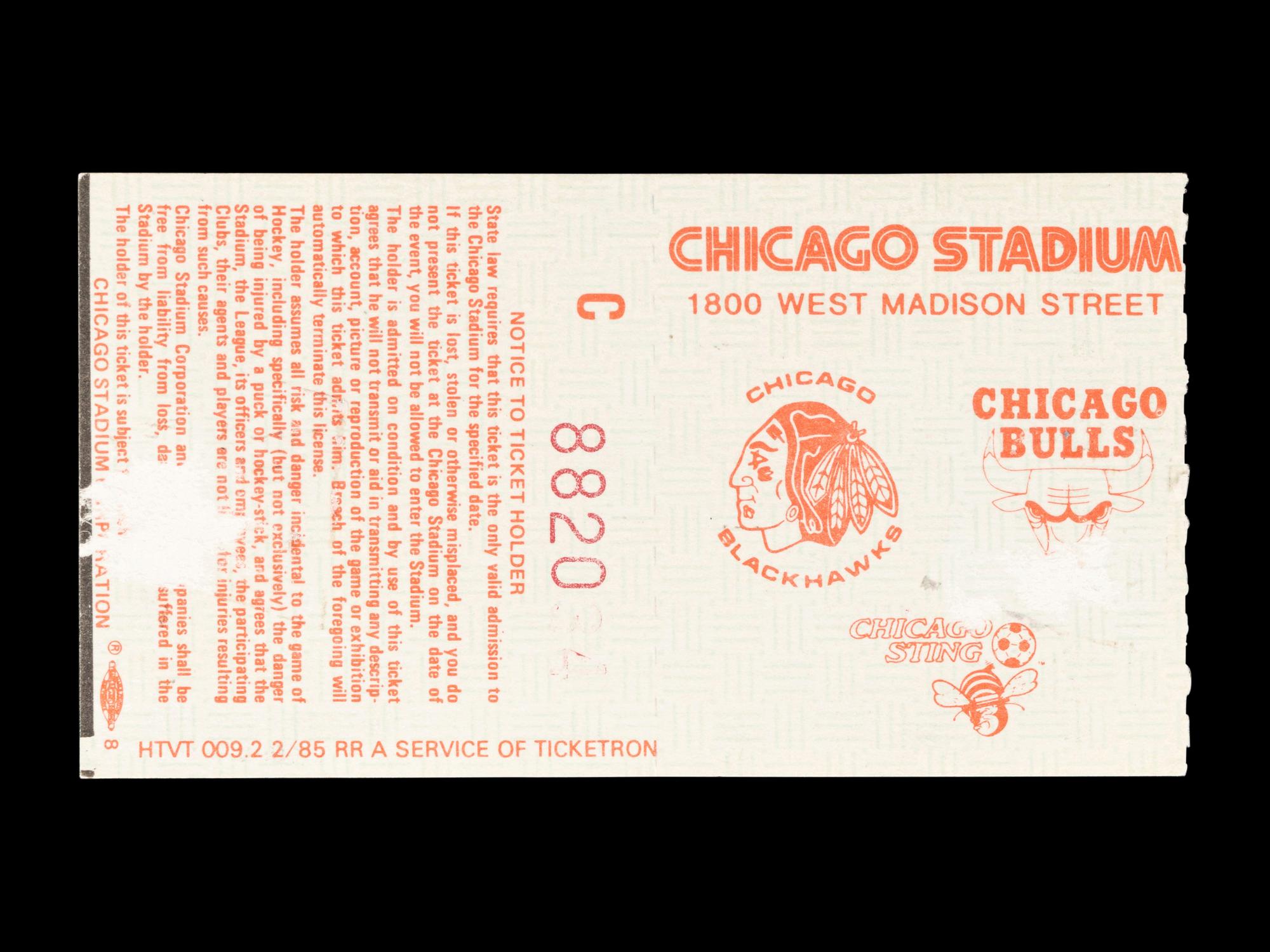 An April 22, 1986 Chicago Bulls vs. Boston Celtics NBA Playoffs Ticket (Eastern Conference First Round, Game 3)