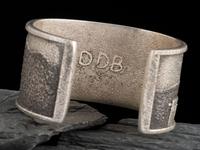 Tufa Cast Sterling Silver and Turquoise Cuff Bracelet, Pueblo Scene