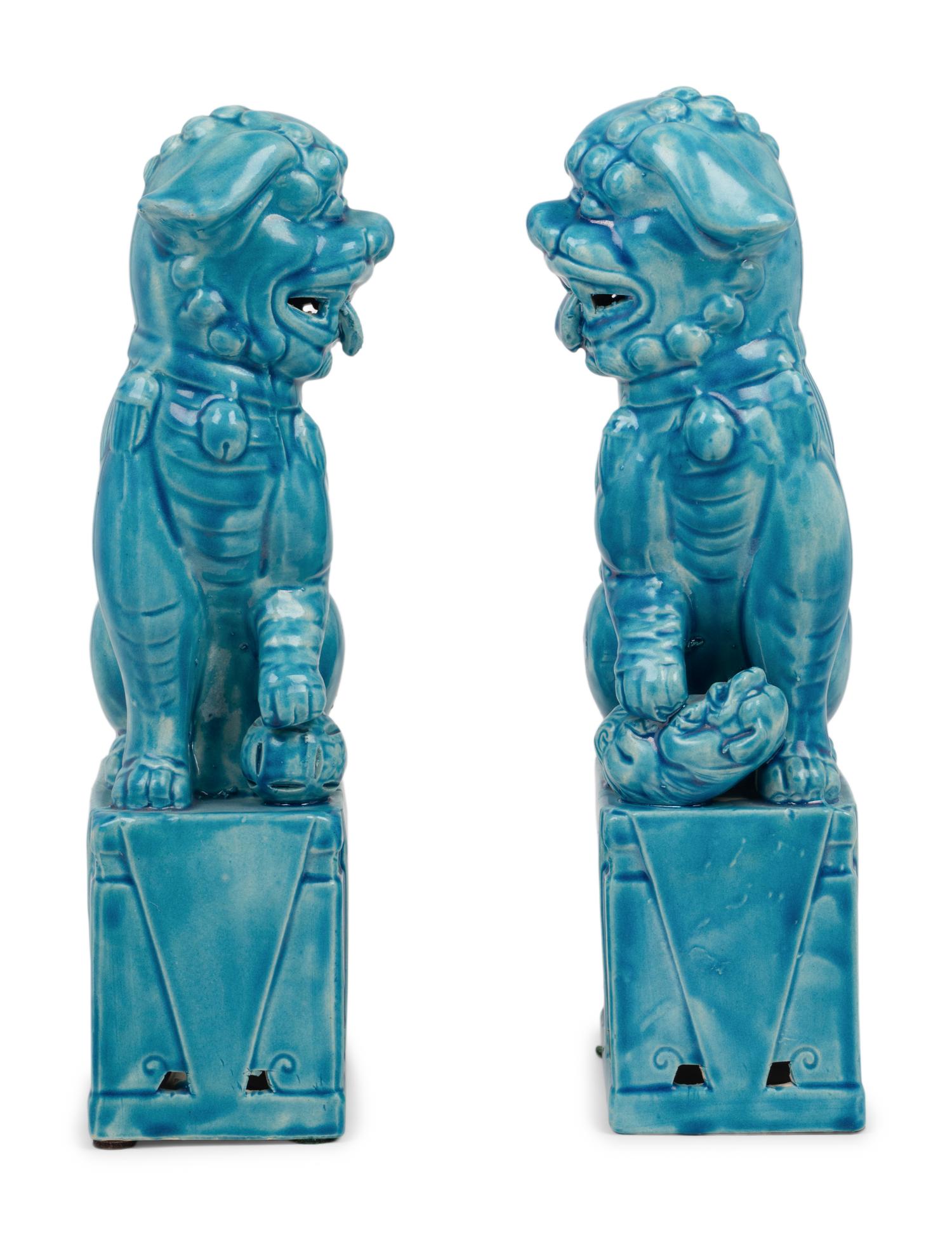 A Pair of Chinese Porcelain Temple Guardian Figures