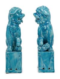 A Pair of Chinese Porcelain Temple Guardian Figures