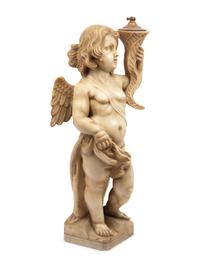 An Italian Composite Figure of a Putto with a Cornucopia