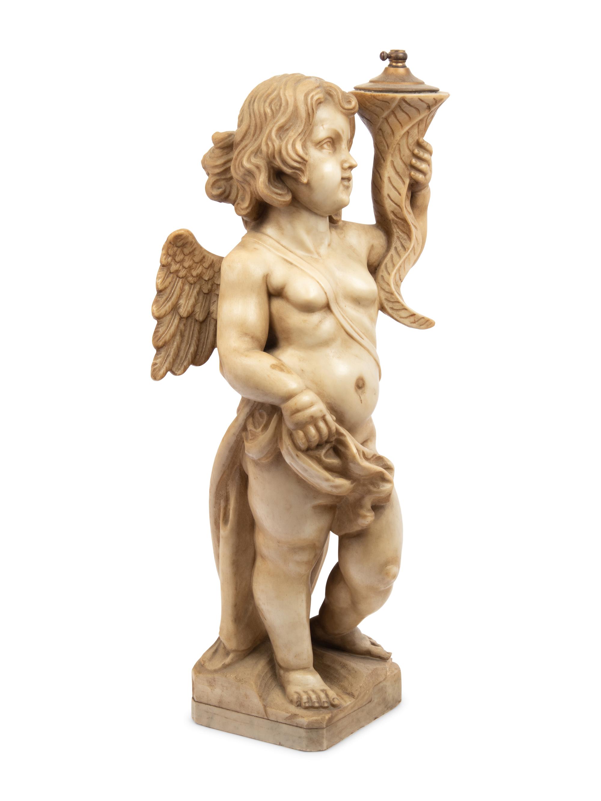 An Italian Composite Figure of a Putto with a Cornucopia
