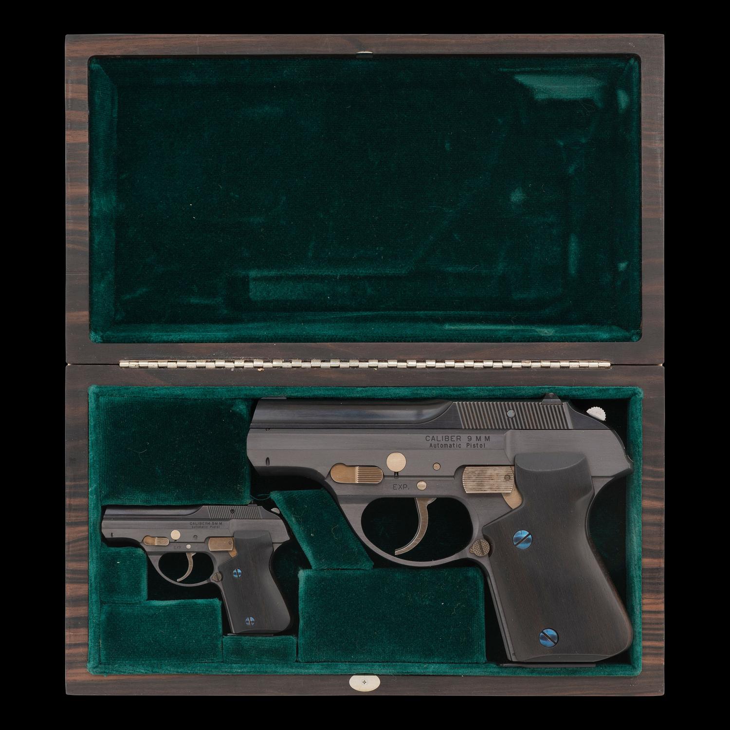 *Norton DP-75 Experimental Pistol in Custom Case with Miniature by Raymond Hutchens