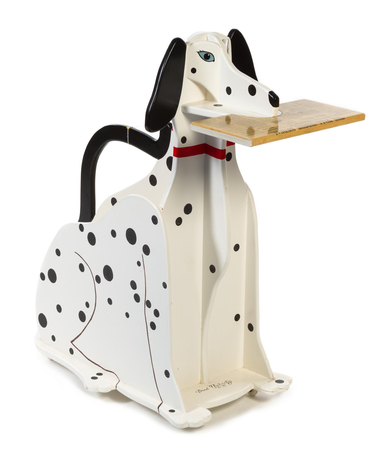 A Painted Wood Newspaper Stand Height overall 39 1/2 inches. — BRAD FLAHARTY, 1987