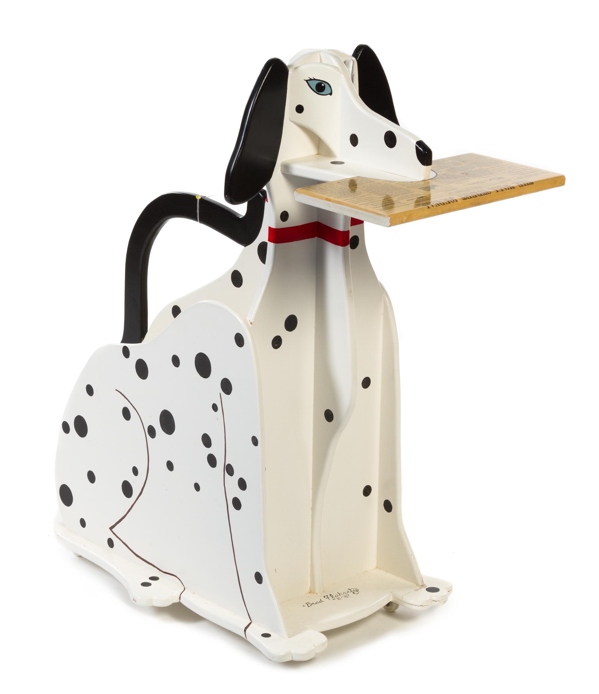 A Painted Wood Newspaper Stand Height overall 39 1/2 inches. — BRAD FLAHARTY, 1987