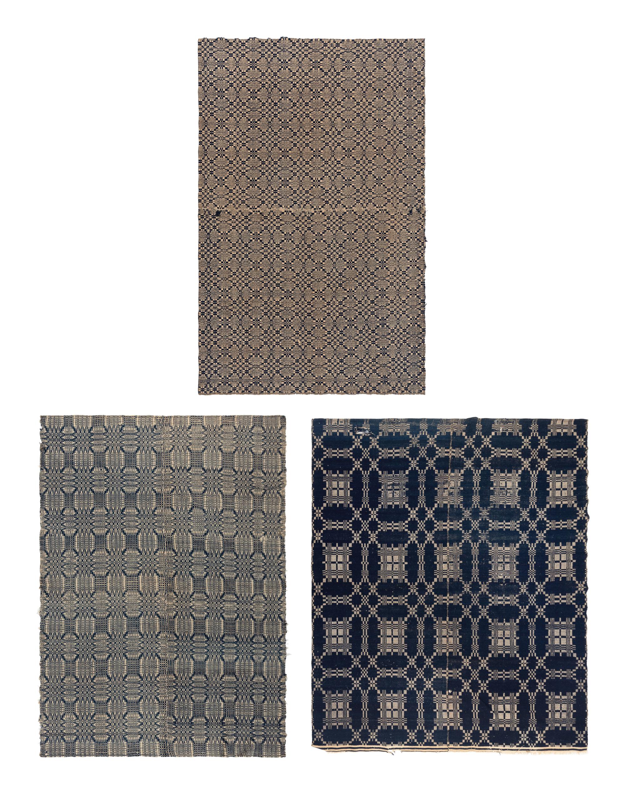 Three Cotton and Wool Jacquard Coverlets
