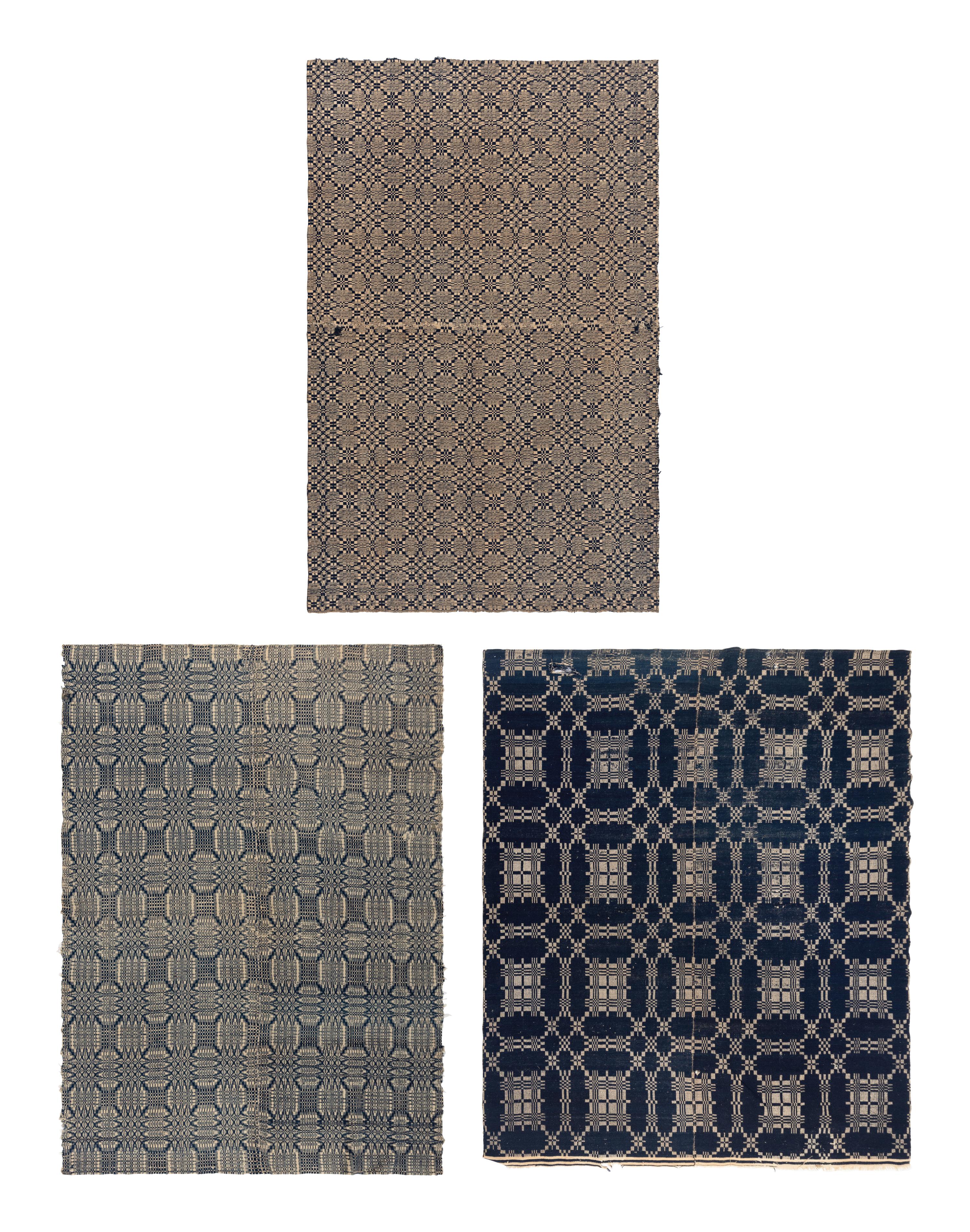 Three Cotton and Wool Jacquard Coverlets