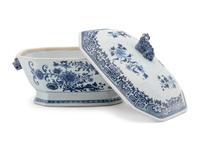 Eight Chinese Famille Jaune Porcelain Covered Jars and A Chinese Export Blue and White Porcelain Covered Tureen