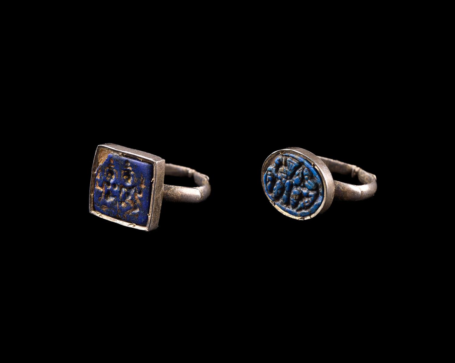 Two Western Asian Lapis Lazuli Ring Stones — Set in a silver ring