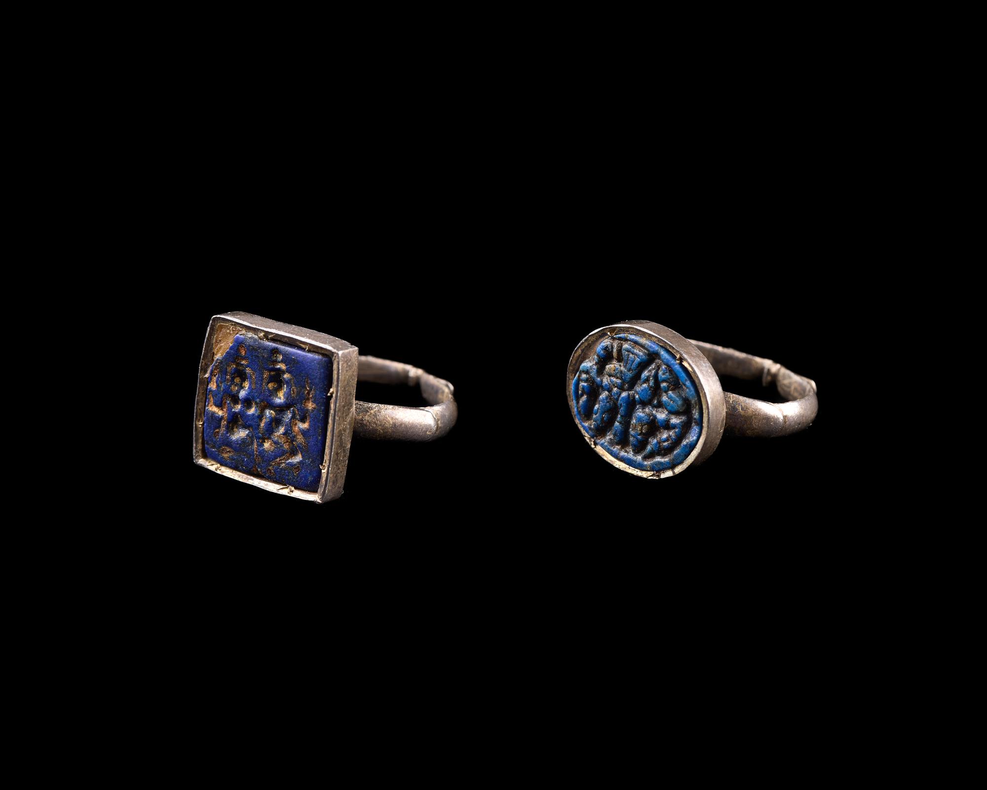 Two Western Asian Lapis Lazuli Ring Stones — Set in a silver ring