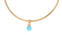 YELLOW GOLD, BLUE TOPAZ AND DIAMOND PENDANT/NECKLACE